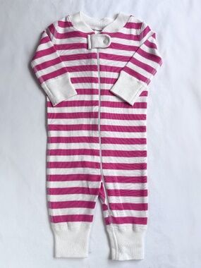 Hanna Andersson Baby Zippy Pajamas Pink Stripes 0-6 months
